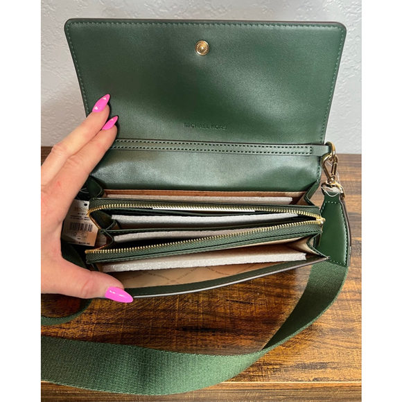 Michael Kors Jet Set Large Moss Multi Crossbody Bag with Logo & Zip Closure - Picture 11 of 11